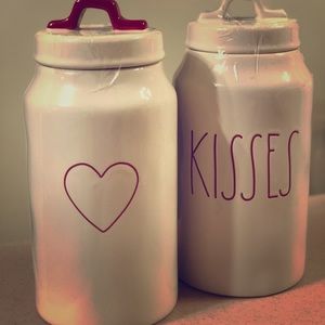 Rae Dunn heart and kisses canisters